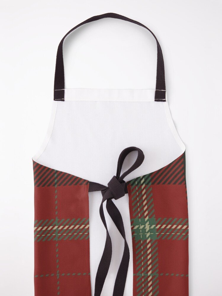 Grey and Red Plaid Apron (back view)