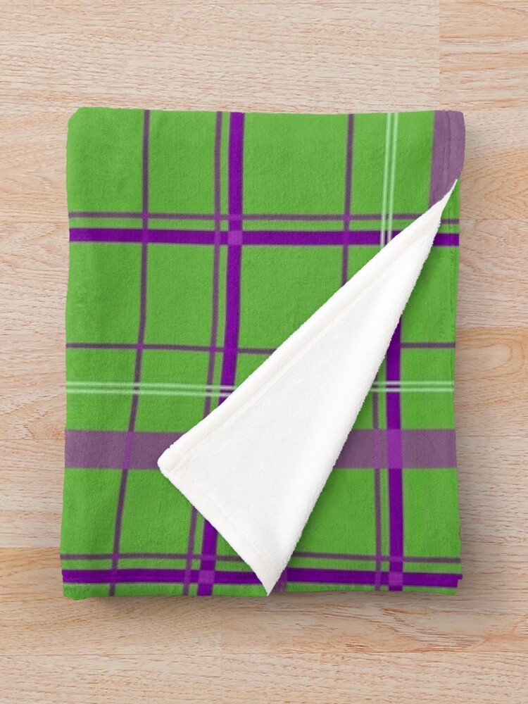 Green & Purple Plaid Throw Blanket