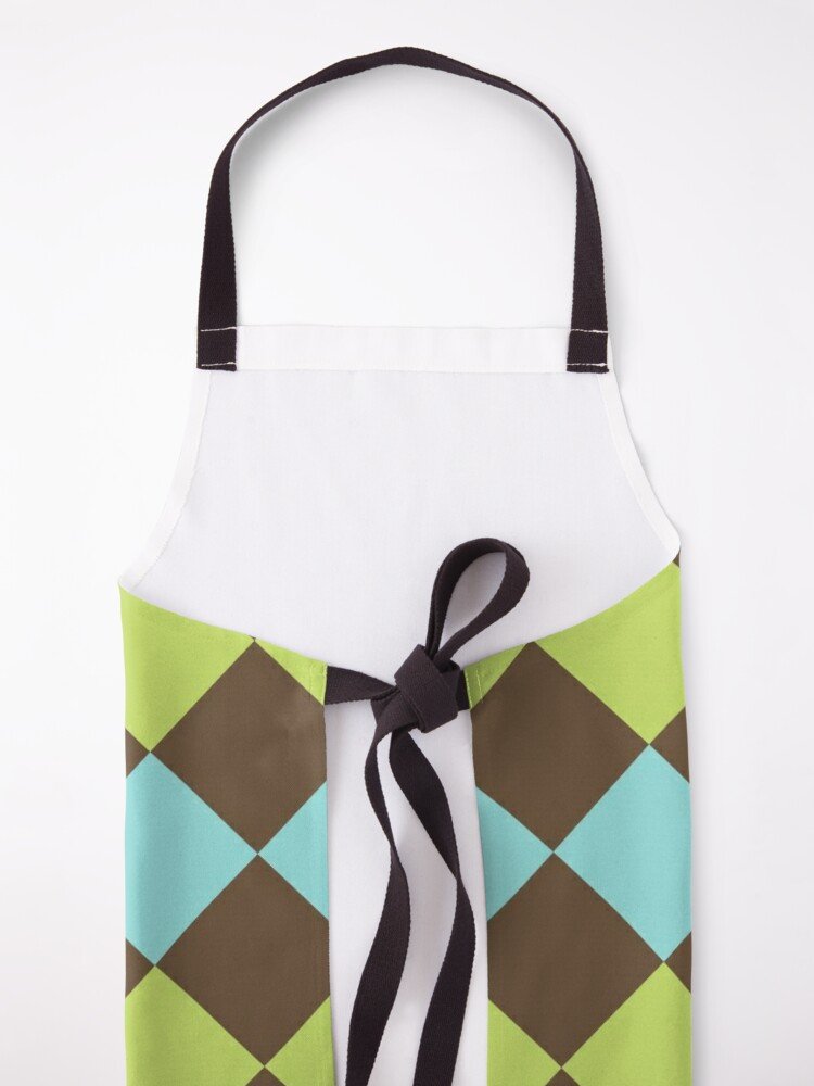 Retro Diamonds with Blue, Green and Brown Apron (back view)