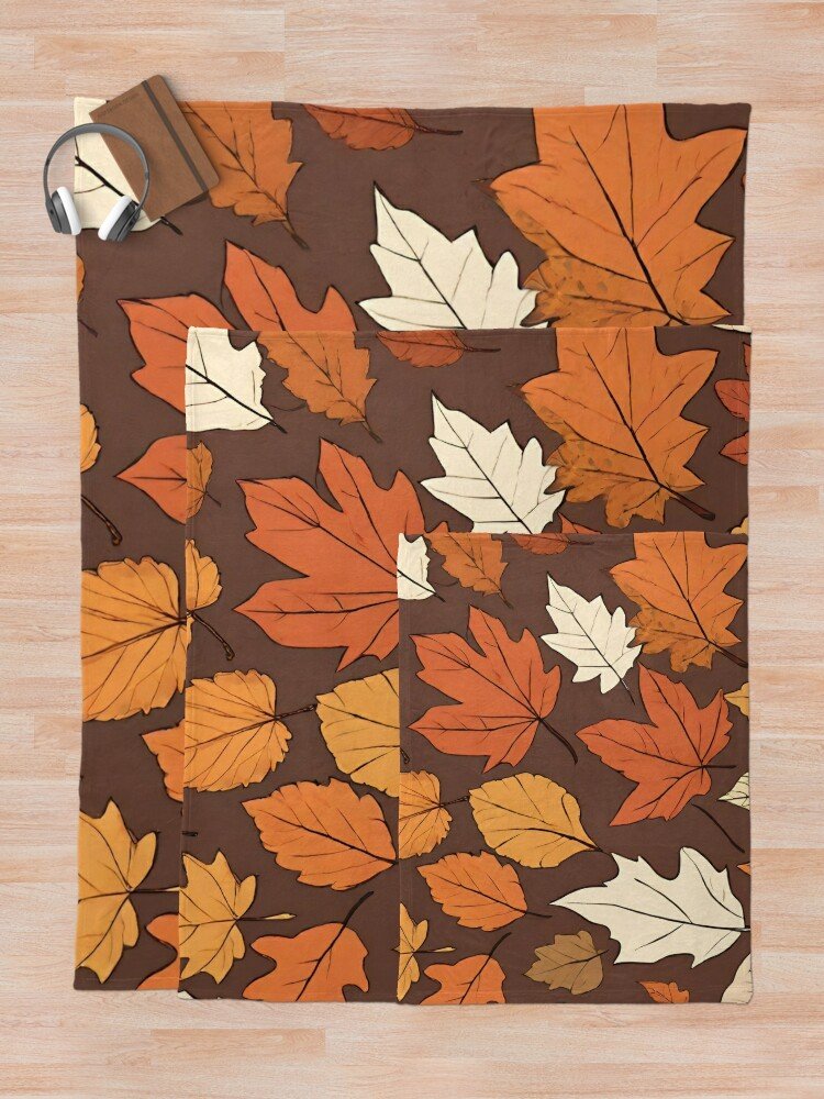Leaves -Dark Brown Throw Blanket