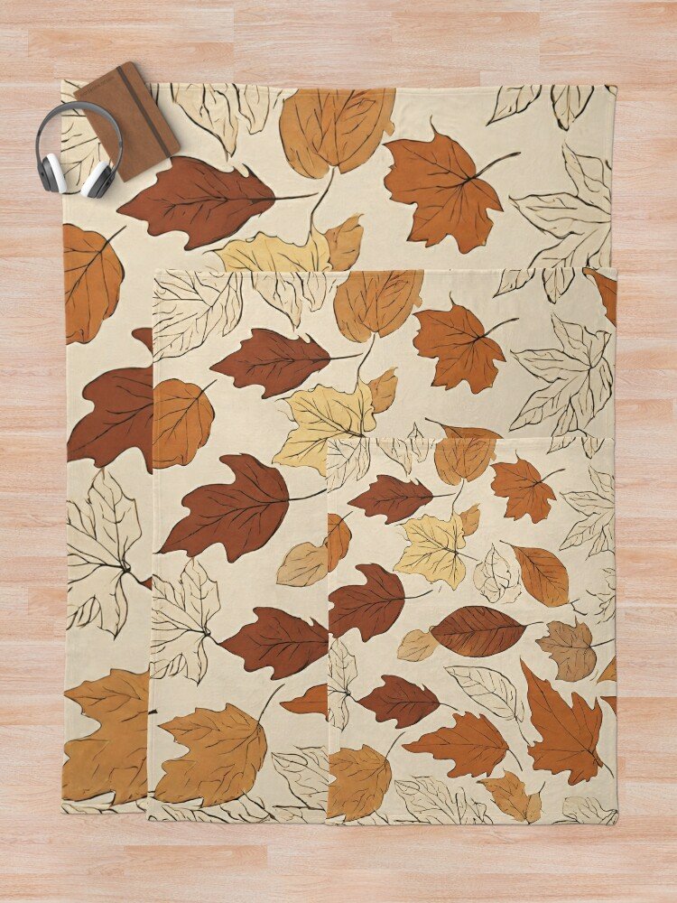 Leaves -Beige Throw Blanket