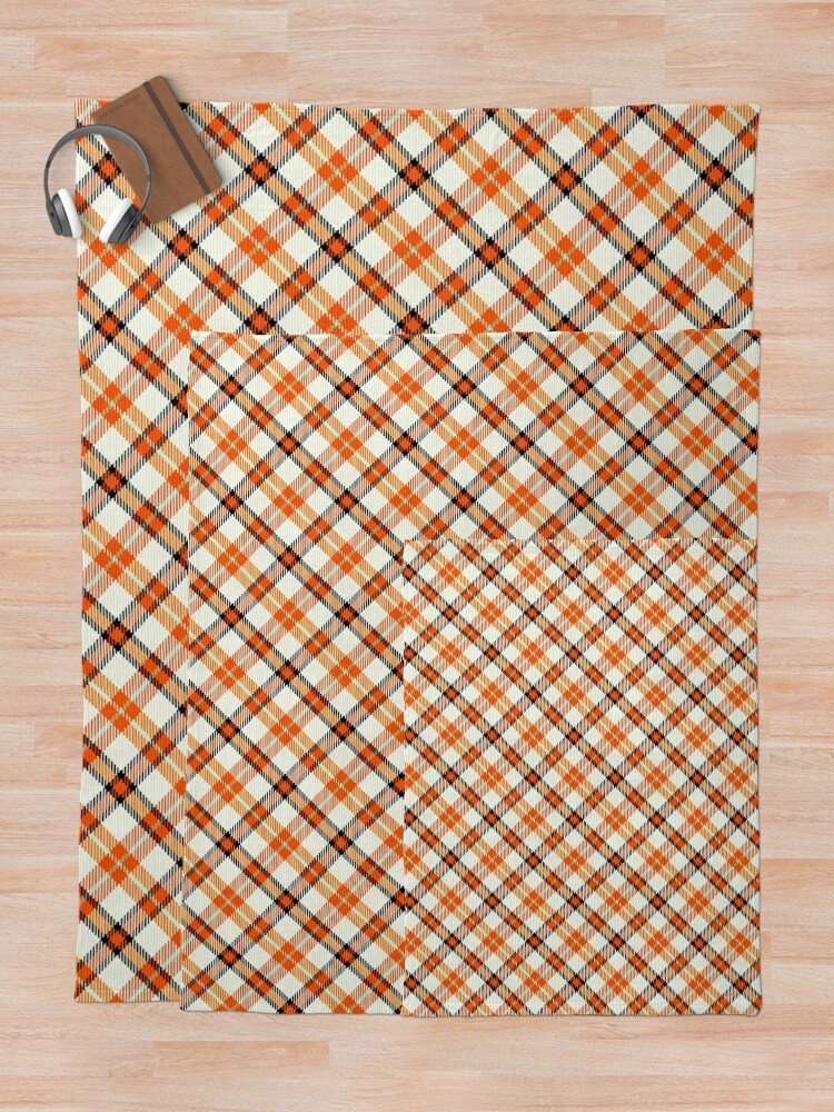 Orange & White Plaid Throw Blanket