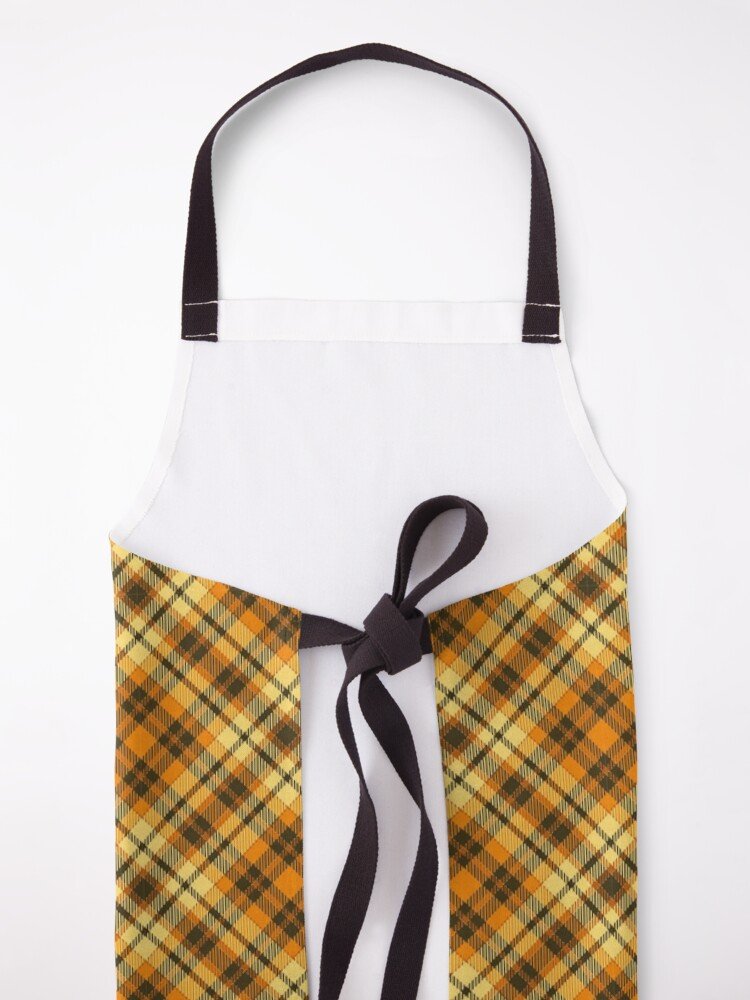 Orange and Brown Cross Plaid Apron (back view)