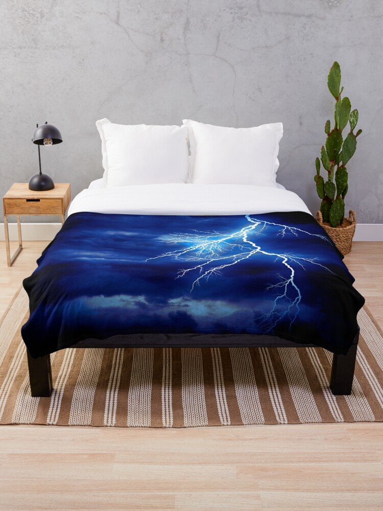 Blue Lightning Throw Blanket