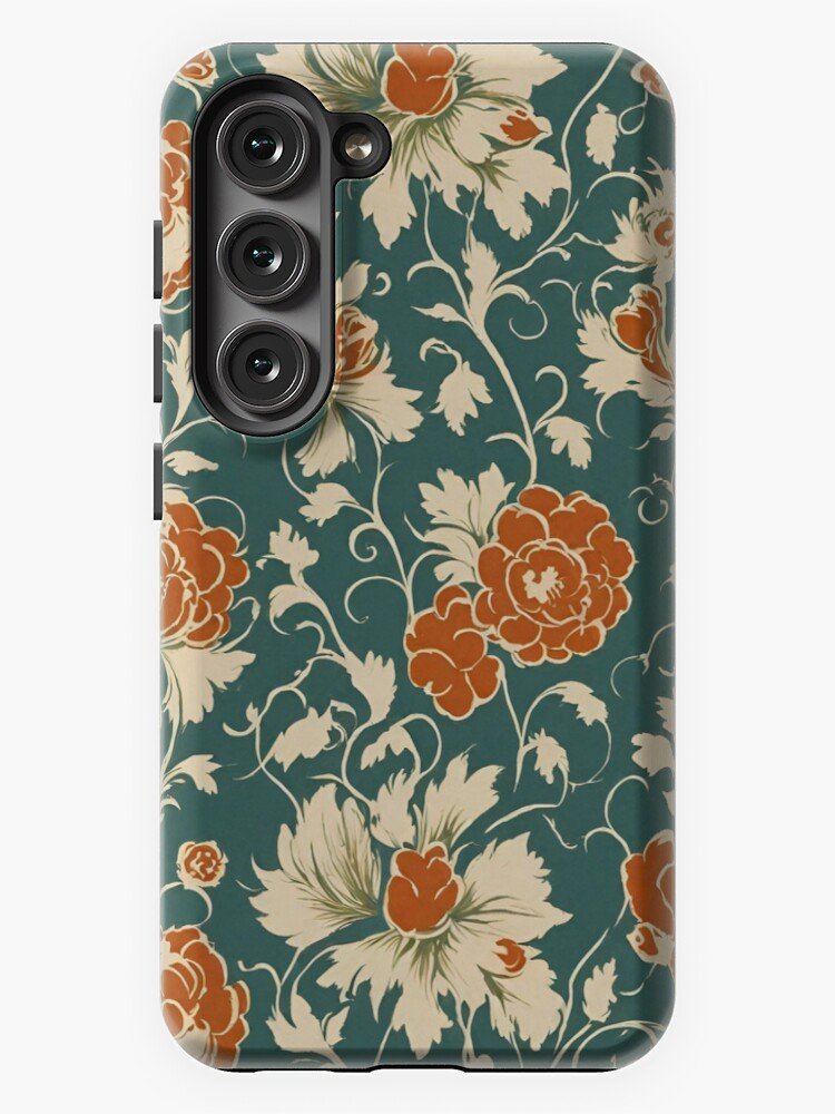 Retro Flower Pattern Samsung Galaxy Phone Case, Flower Phone Case