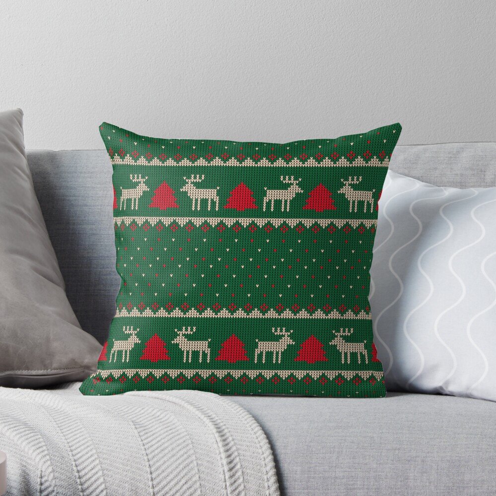 Winter Holiday Pattern Throw Pillow