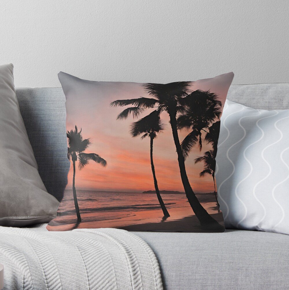 Sunset Beach Throw Pillow
