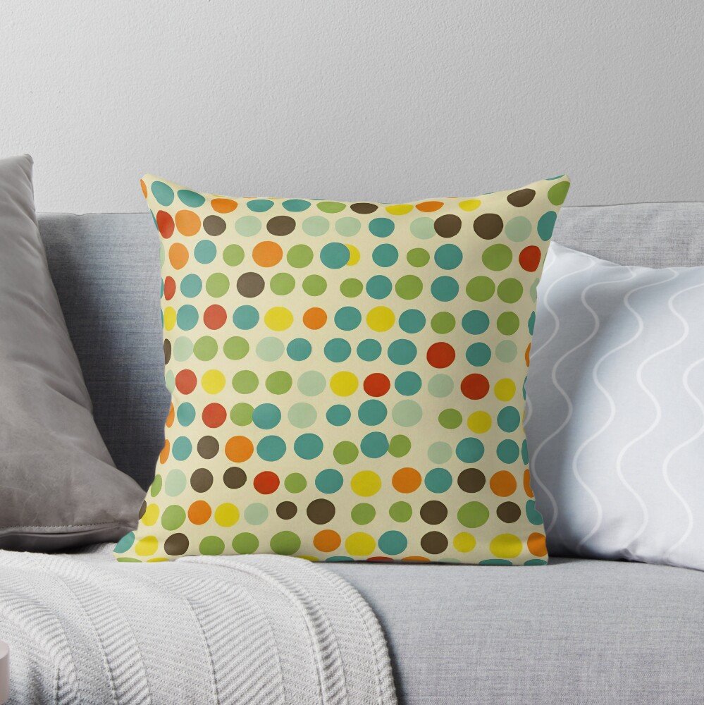 Different Color Dots Throw Pillow
