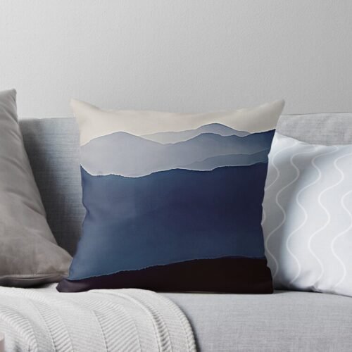 Blue Shade Mountains Throw Pillow