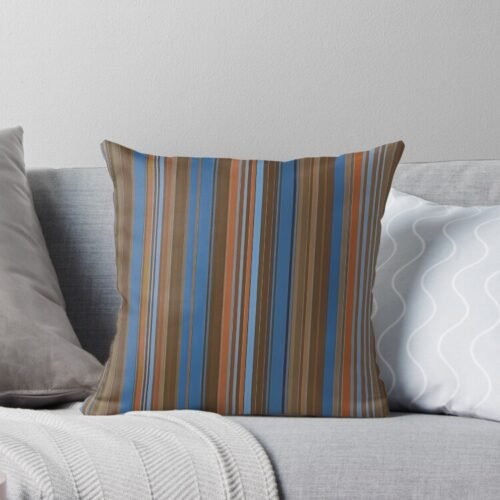 Brown & Blue Stripes Throw Pillow