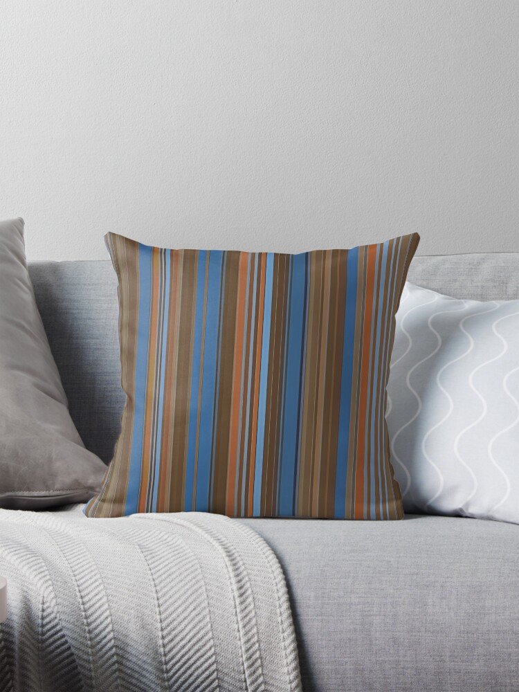 Brown & Blue Stripes Throw Pillow