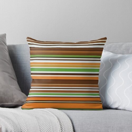 Brown & Green Stripes Throw Pillow