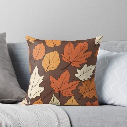 Fall Leaves-Dark Brown Throw Pillow