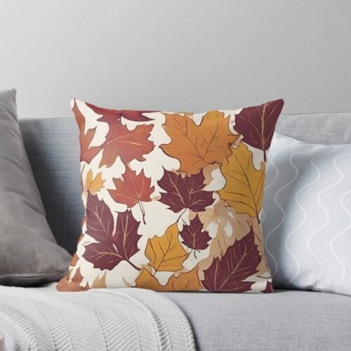 Fall Leaves-Egg Shell Throw Pillow