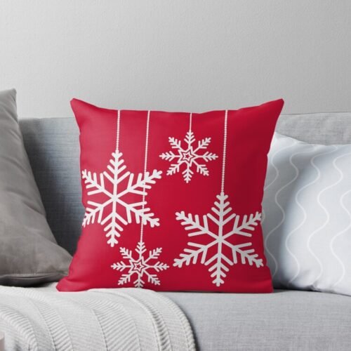 Four Snowflake Ornaments Throw Pillow