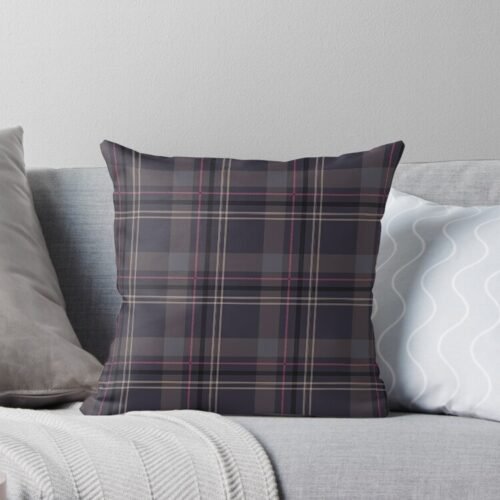 Grey Plaid Throw Pillow