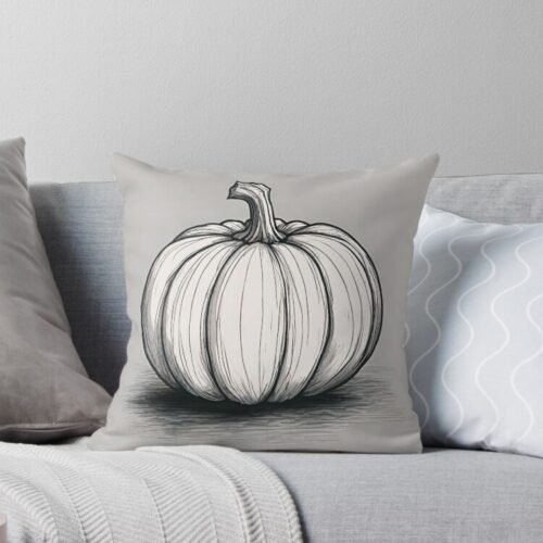 Lone Paper Pumpkin Throw Pillow