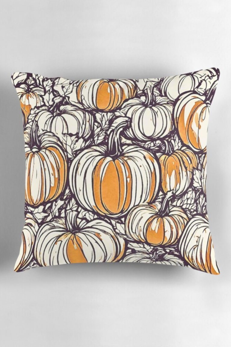 Pumpkin Patch-Vintage Throw Pillow, Fall Decor
