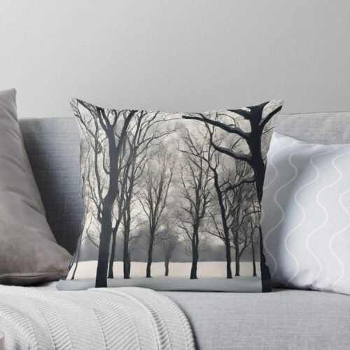 Snowy Trees Throw Pillow