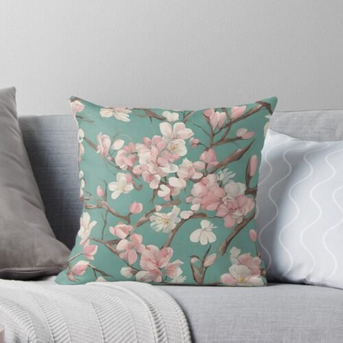 Flowers BG Throw Pillow, pillow cover