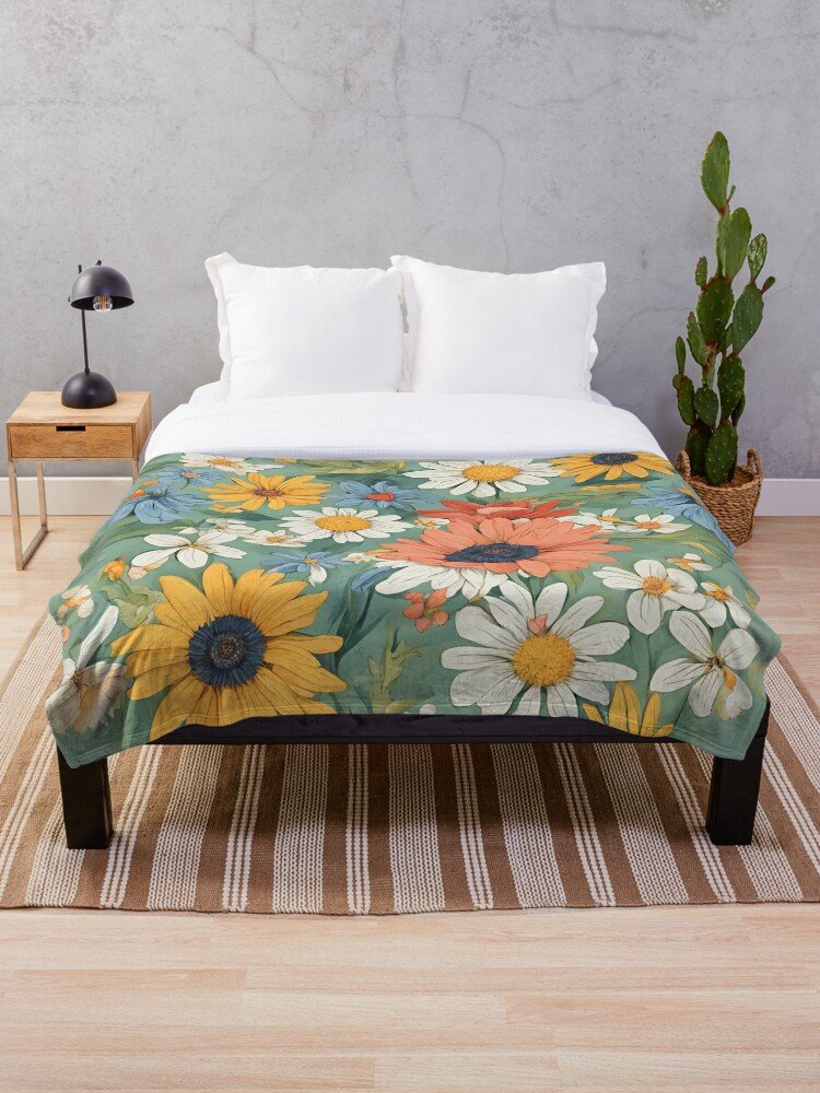 Spring Flowers Bed Throw