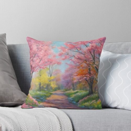 Beautiful Road Throw Pillow, pillow cover