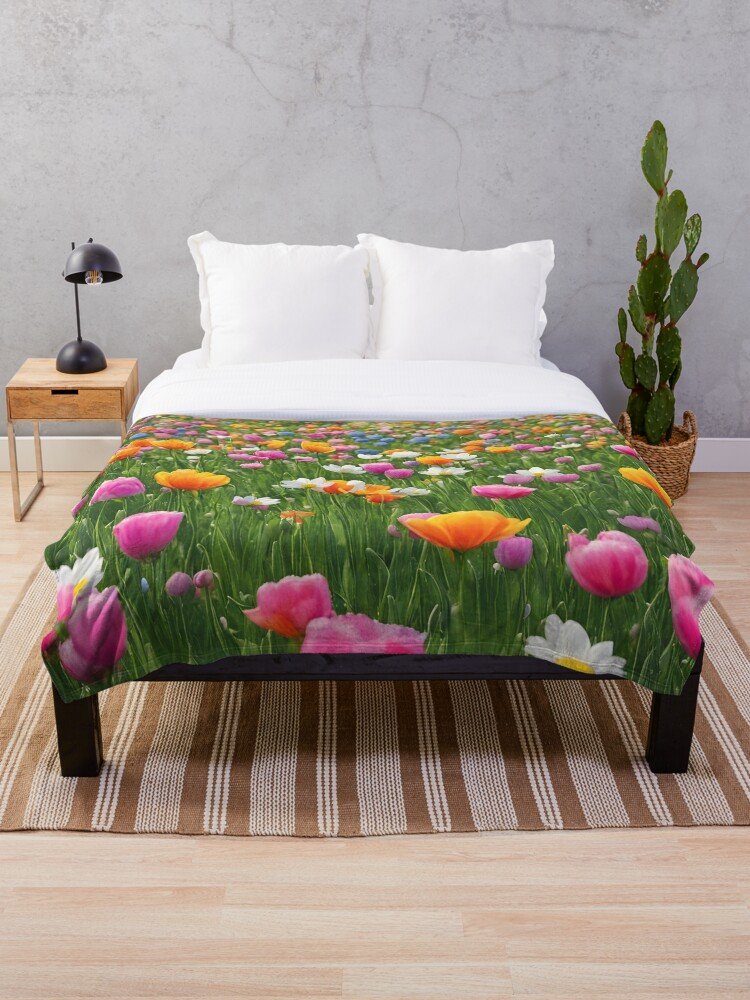 Spring Valley Flowers Bed Throw
