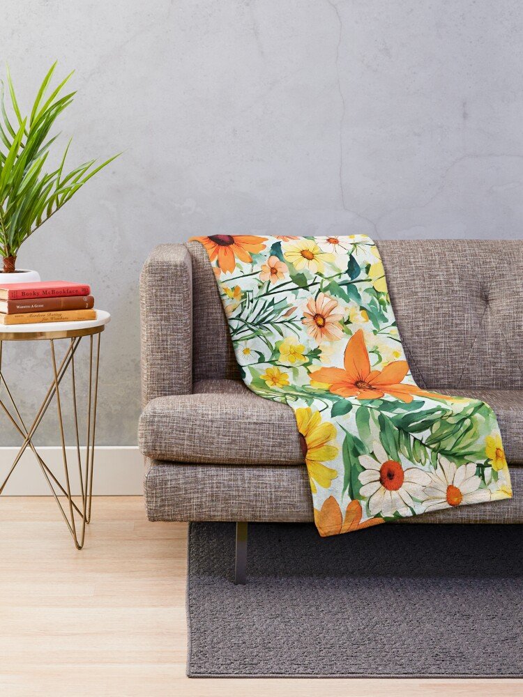 Springtime Flowers Couch Throw