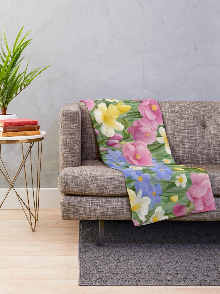 Spring Flowers Couch Throw Blanket