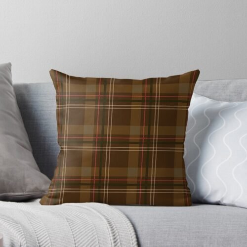 Dark Brown Plaid Throw Pillow