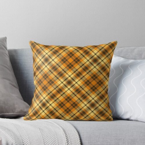 Orange & Brown Cross Plaid Throw Pillow