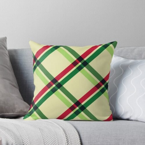 Vintage Wallpaper Plaid Throw Pillow