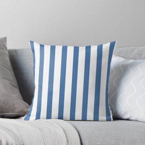 Blue & White Stripes Throw Pillow