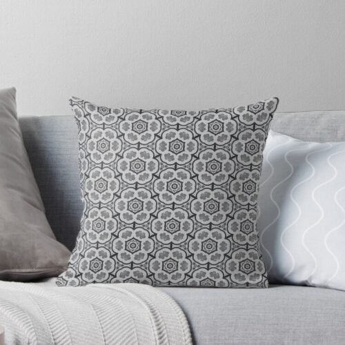 Flower Pattern Black & White Flowers Throw Pillow