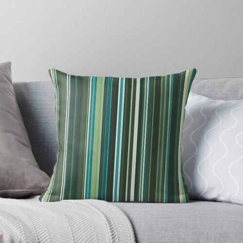 Green Stripes Throw Pillow