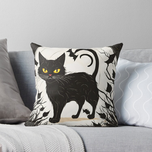 Cute Scary Cat Throw Pillow