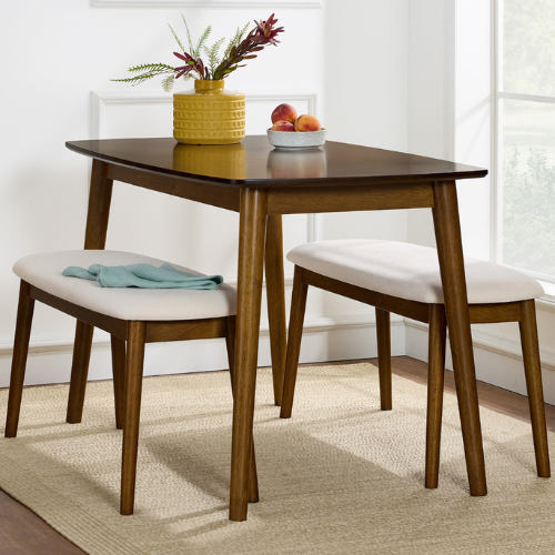 3-Piece Mid-Century Modern Upholstered Wooden Dining Set BCP Houseware