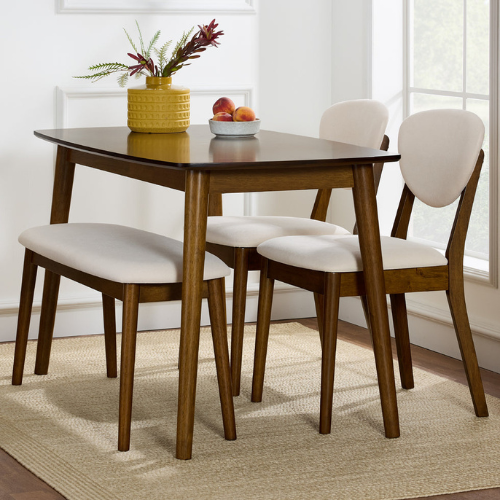 4-Piece Mid-Century Modern Upholstered Wooden Dining Set BCP Houseware