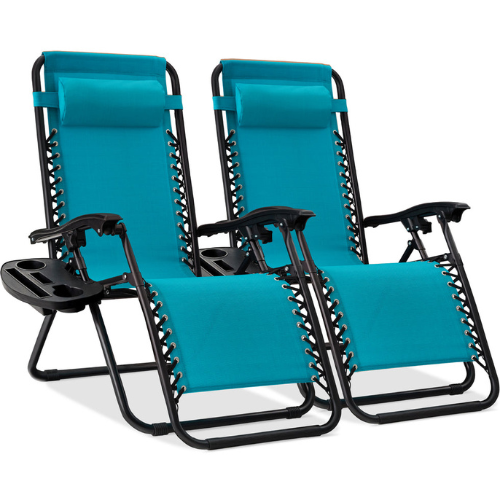 Set of 2 Adjustable Zero Gravity Patio Chair Recliner with Cup holders Best Choice Products