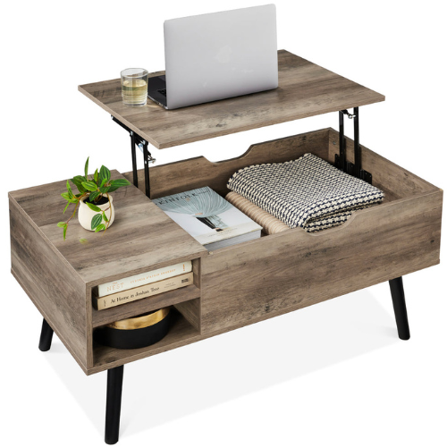 Wooden Mid-Century Modern Lift Top Coffee Table with Removable Shelf BEST CHOICE PRODUCTS
