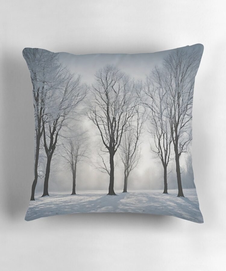 Snowy Trees Throw Pillow (3)